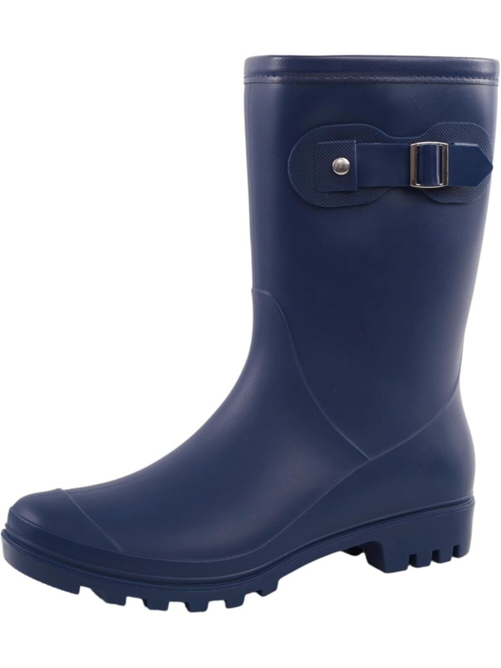 Women's Dark Blue Mid Calf Boots Waterproof Anti-slipping Rainboots Rain Shoes